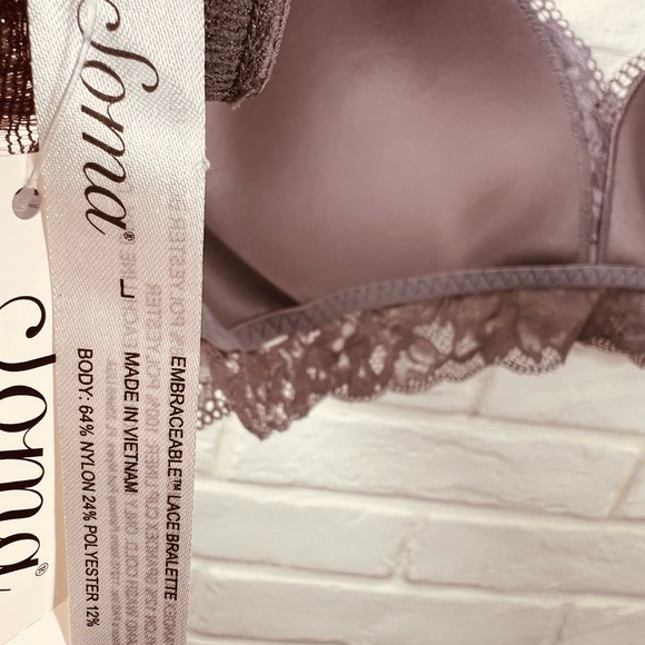 NWT Soma Signature Lace Longline Wireless Lined Bralette L Excalibur Grey #0466 - Picture 13 of 15